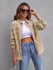 Damen Jeansjacke in Unifarbe, mittellang, mit langen Ärmeln und Rissen - Europäischer und Amerikanischer Stil