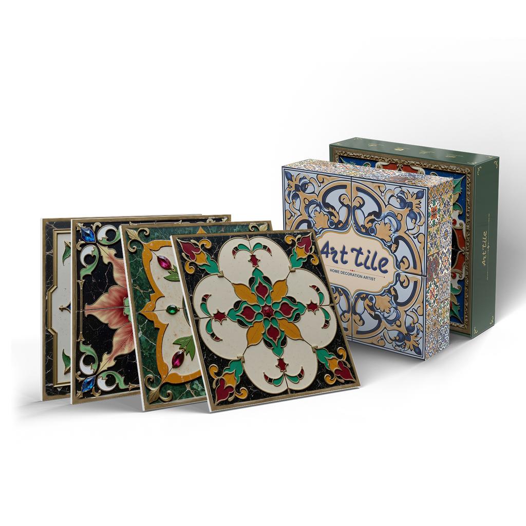 12/24 Pieces Thickened Pe Foam Tile Sticker Retro Tile Wall Sticker Self-Adhesive Waterproof Wall Sticker 15Cm