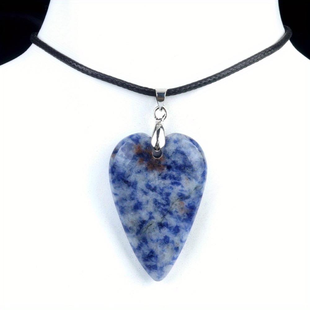 Long Heart Stone Pendant Natural Crystal Arrowhead Amethyst Crystal Charms For Necklace Stainless Steel Chain Women Jewelry new