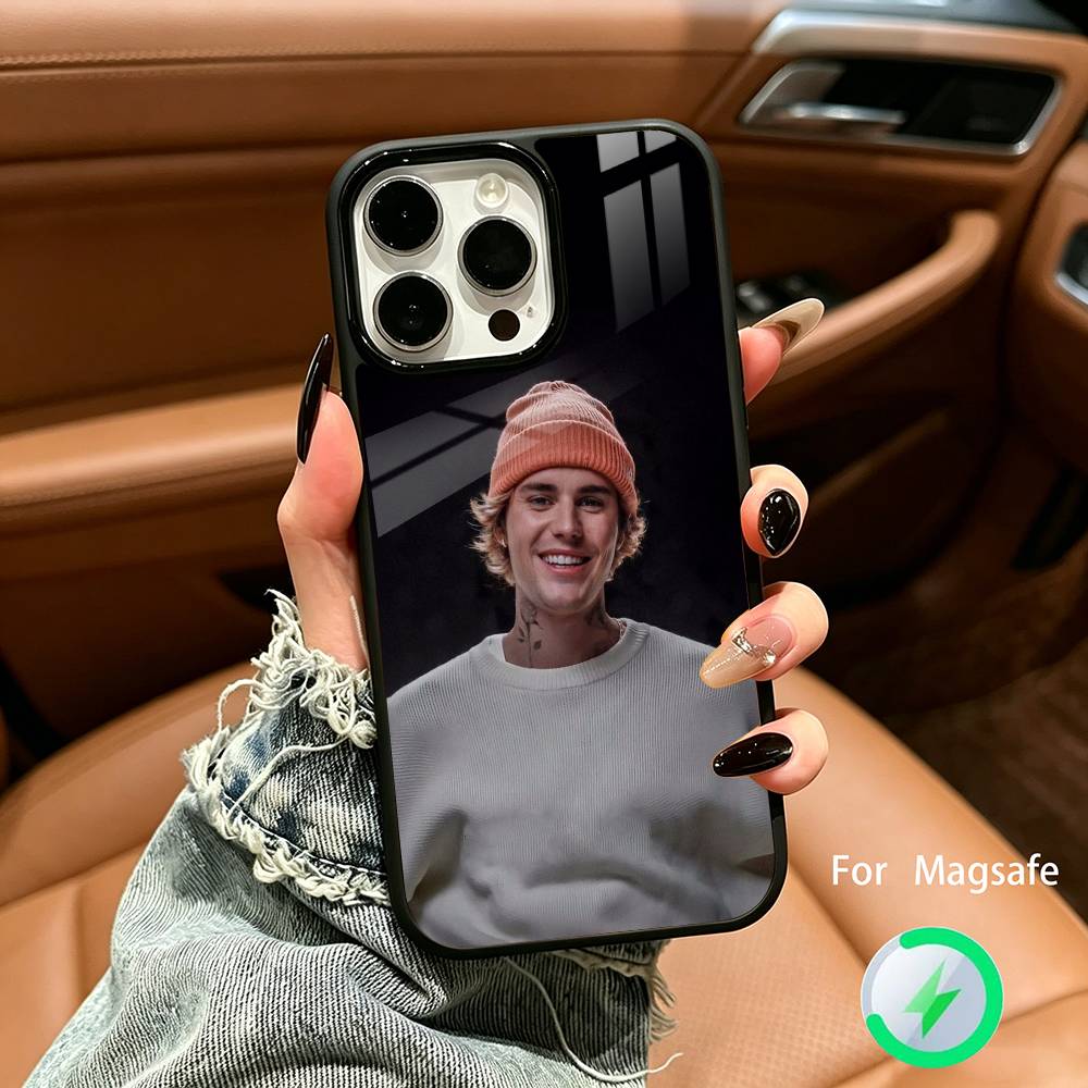 Top Pop Male Singer  Justin-B- Bieber For IPhone17 16 15 14 13 12 11 Plus Pro Max Plus Wireless Charger Phone Case