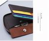 Men's Canvas and Leather Short Wallet with Zipper, Coin Purse, and Multiple Card Slots