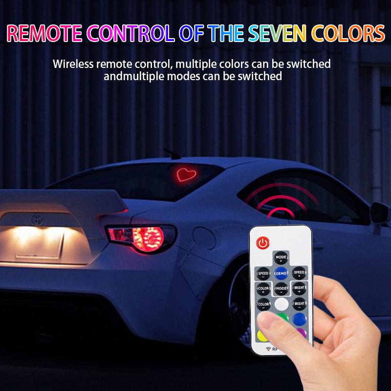 Heart-shaped seven-color neon car interior decoration atmosphere light decoration car window LED atmosphere light