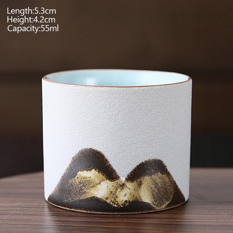 Ceramic Tea Cup Porcelain Painted Teacups Chinese Kungfu Cup Retro Coffee Mug Ceramic Glaze Painted Tea Cup Gift To Friends
