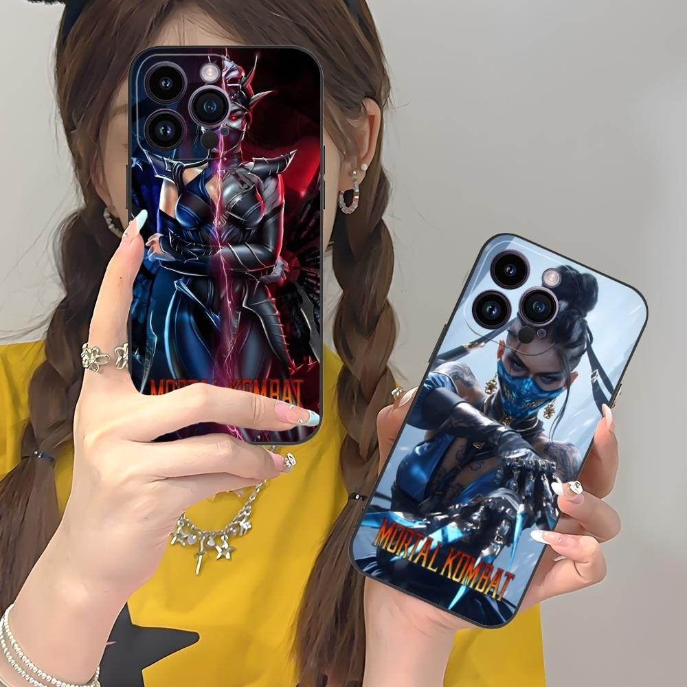 Mortal Kombat Kitana Mobilne Etui na Telefon Komórkowy dla iPhone 16 15 14 13 12 11 X XR XS 8 7 Pro Max Plus Mini Czarne Etui Ochronne na Telefon