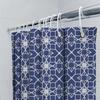 Blue White Geometric Pattern Bath Shower Curtain With Grommet Top For Home Decor In Bathroom Size: 72 X 84 Inches (183X213Cm)