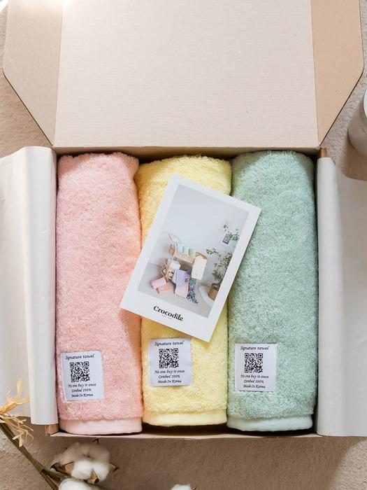 Crocodile Acc 220g Combed Yarn 40-Count Palette Hotel Towels (3 sheets) Blue Hawaiian 3-piece set