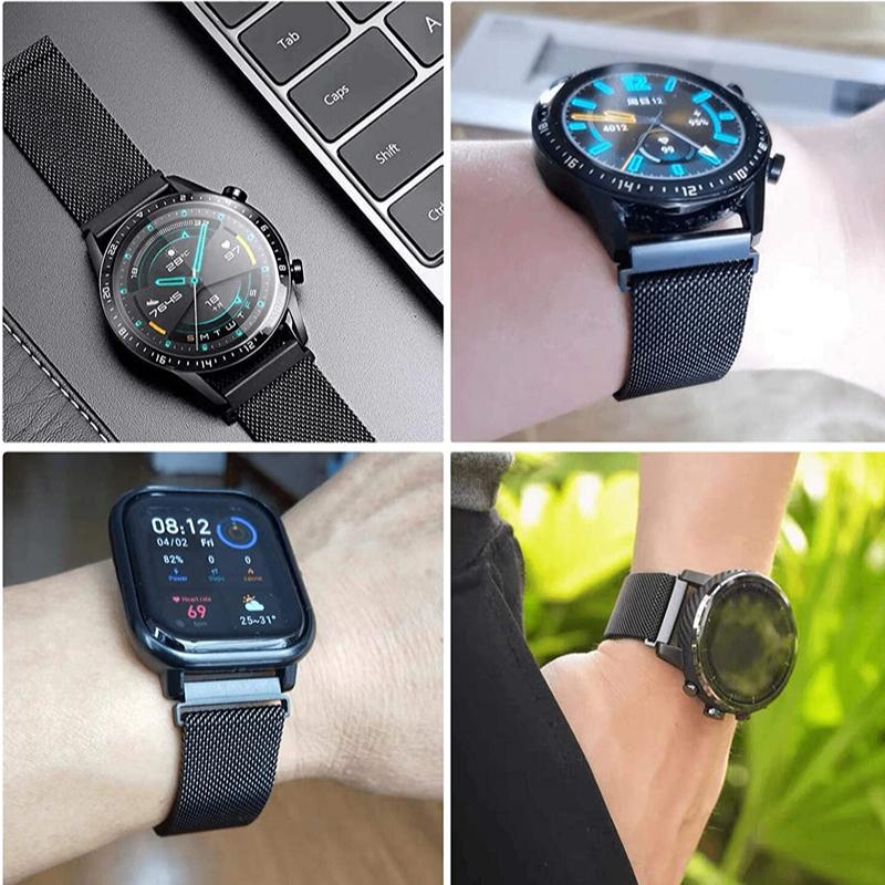 22mm 20mm Milanese Loop Strap For Amazfit Active 2 GTS/GTR 4 Samsung Watch7/6/5/4 Metal Bracelet Huawei Watch GT5-4-3-2 Pro Band