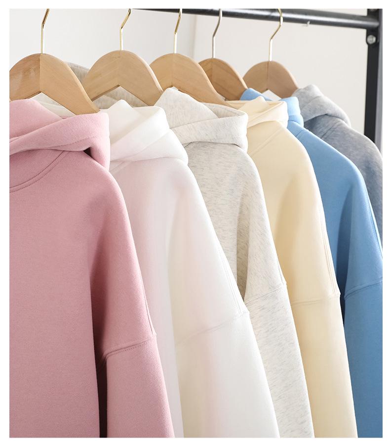 2025 Versatile Solid Color Loose Hooded Sweatshirt for Women - Korean Style Fleece Long Sleeve Jacket (Spring/Autumn)