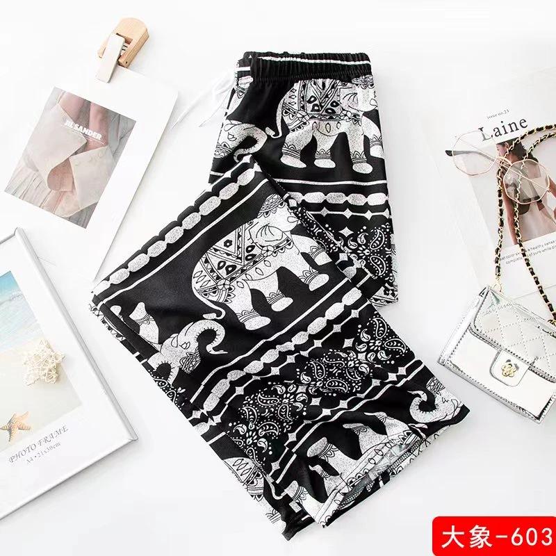 Long Elephant Pants Adjustable Elastic Waist Rope Loose Legs Women Men Unisex Print Thailand Casual Streetwear Beach Bohemian Retro Vintage