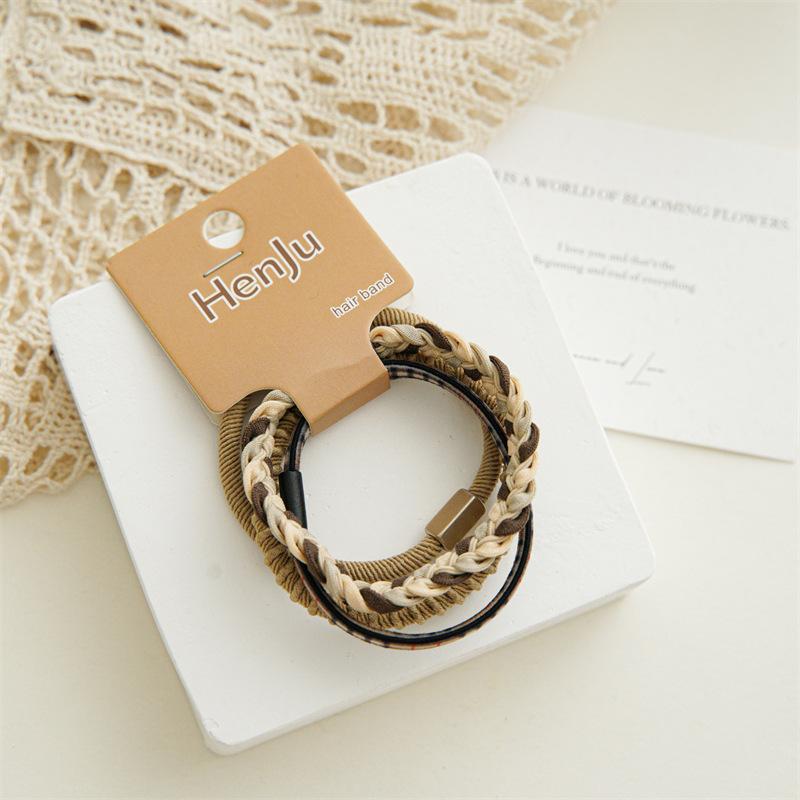 Vintage Coffee Color Rubber Bands For Women Fashion Elastic Hairbands Headbands Ponytail Hair Ropes Hair Loop Girls Hair Accessories