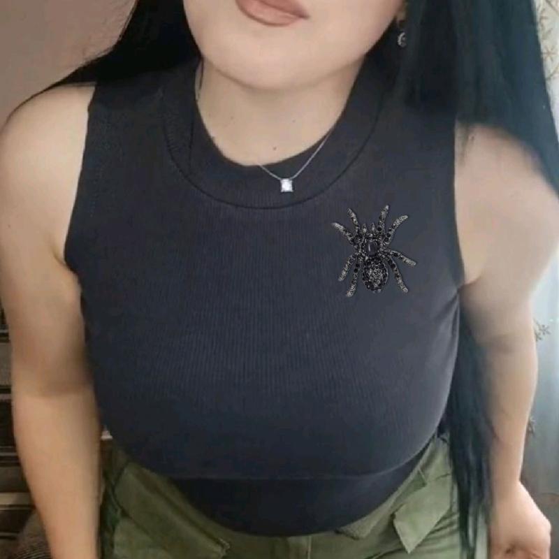 Sparkling Crystal Spiders Pin Jewelry Statement Rhinestones Encrusted Spiders Brooch Ornament Trendy Lapel Pin Accessory