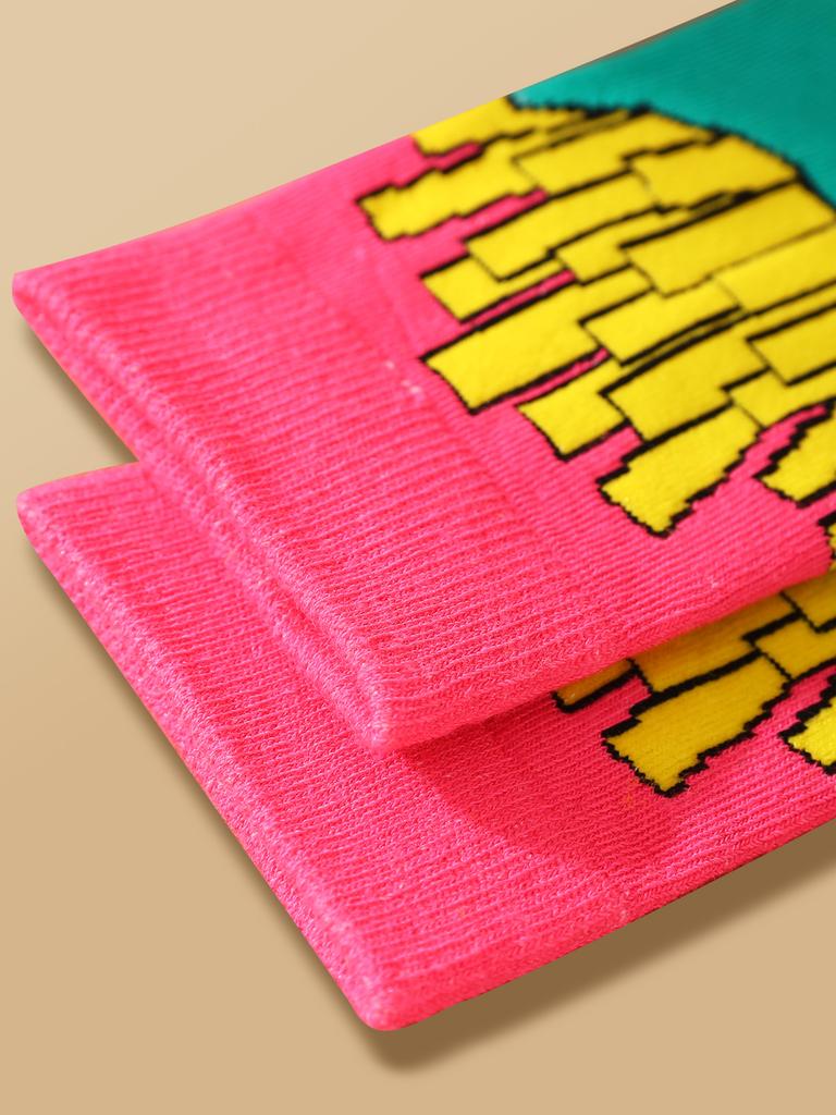 1 Pair of Mid-calf Unisex Socks In a Novelty French Fry Design, a Unique and Interesting Festive gift.Suitable for Easter