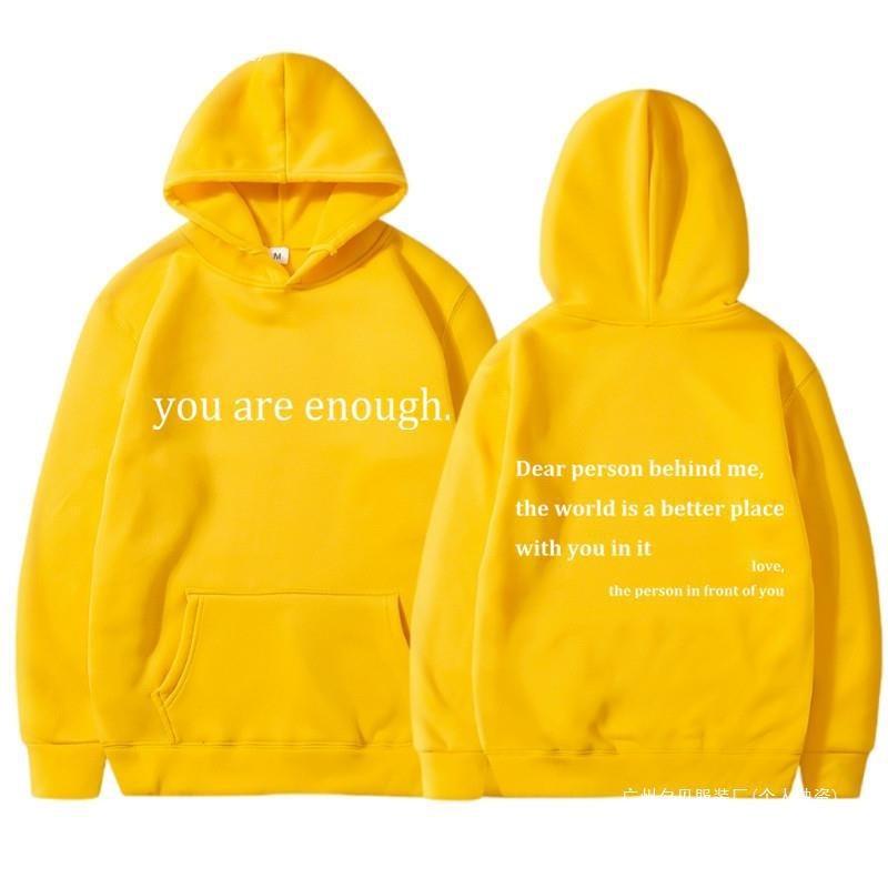 Neuer YOU ARE ENOUGH Print Hoodie Herbst Freizeit Sportbekleidung Plus Print Hoodies Herren Fleece Sweatshirt Hip Hop Freizeit Hoodie Vintage