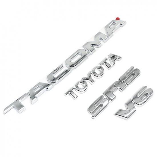Set Of 4 For Tacoma Emblem 2005-2015 SR5 V6 Accessories Chrome Tailgate Badges