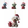 Christmas Dog Car Hanging Ornament Acrylic Cartoon Decor For Auto Interior Enhancement