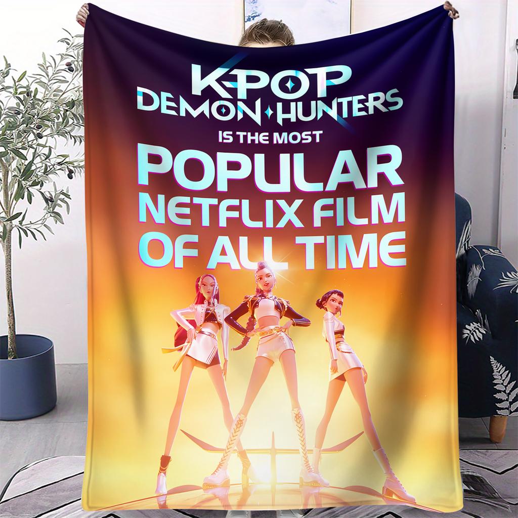 1Pc K-Pop Blanket Sajaboys Hunter Flannel Blanket Demon Hunters Print For Home Living Room Bedroom Decor New  Christmas Gift