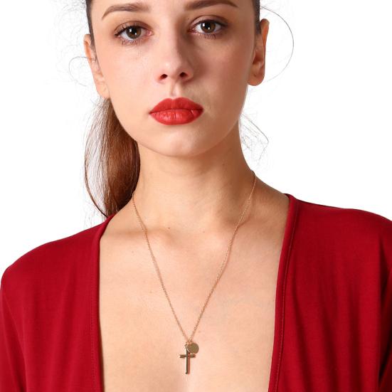 Einfache Kreuz-runde Legierungs-hängende Ketten-Halskette-Frauen-Schmuck-Geschenk