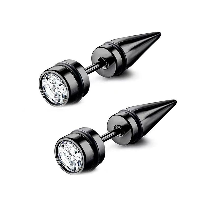 1 Pairs Unisex Stainless Steel Black Earrings Punk Geometry Simple Trend Fashion Drop Earrings Women Men Gothic Stud Earrings