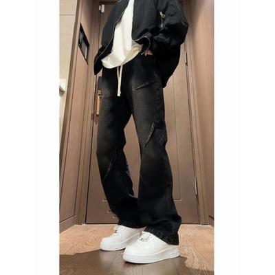 Retro Jeans Men'S Autumn New Style Explosive Street Hooligan Handsome Casual Pants For Teenagers Loose Straight Leg Wide Leg Men'S Pants