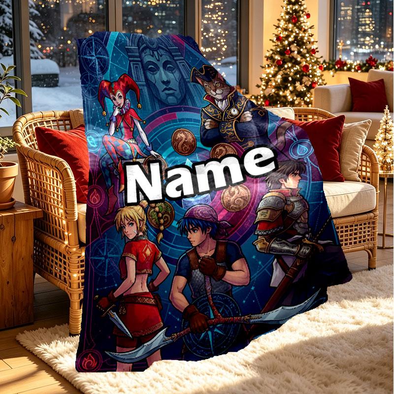 Custom Name Personalized Final Fantasy Print Blanket, Home Decor, Bedroom, Sofa, Camping, Couch, Gifts for Birthday Christmas