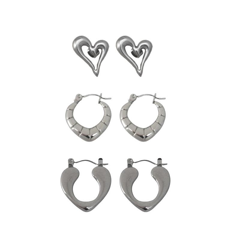 Titanium Steel Heart-Shaped Geometric Earrings for Women