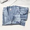 Girls' Artificial Ice Silk Pajamas Women's Long Sleeve Lace Green High-Quality Two-piece Sweet Home Clothes