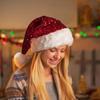 Glittery Sparkly Sequin Santa Hat Red Glitter Holiday Headwear New Year Xmas Cap  Party Supplies