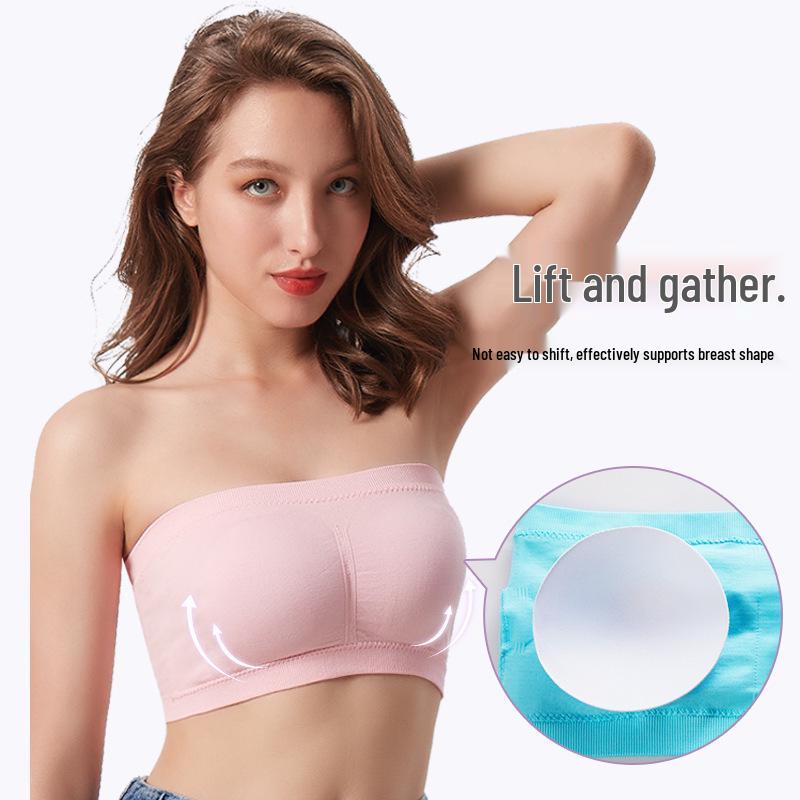 Plus-Size Wireless Double-Layer Bandeau Camisole with Removable Pads