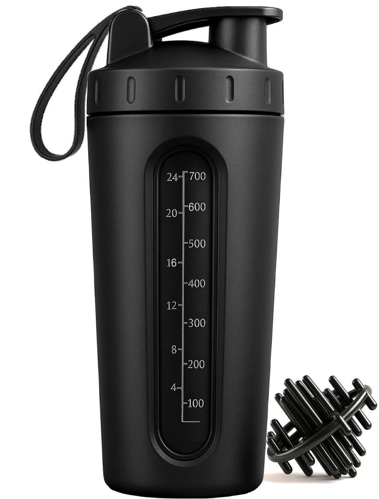 BURRDOFF [Visible Window Stainless Steel Shaker Bottles For Protein Shake, Visible Window Gym Shaker Protein Shaker Bottle - Pack Of 1, 950 Ml, 8