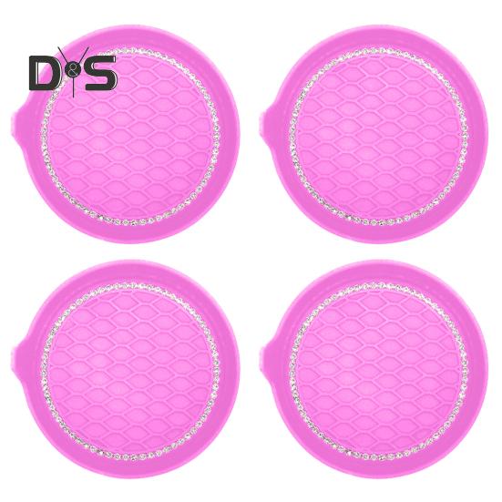 4Pcs Car Cup Holder Coaster Bling Rhinestone Anti Slip Waterproof Heat Resistant Water Bottle Pad Mat SUV Truck Car Styling Interior Accessories