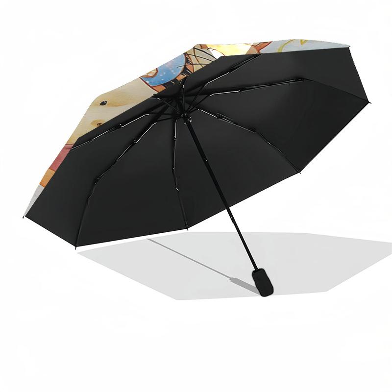 Winnie and Friends Themed Travel Umbrella-8 Ribs Automatic Opening and Closing, Portable Folding Design, Compact and Stylish Umbrella Suitab