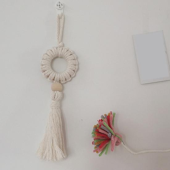 Boho geflochtenes Wandbehang, Geometrischer Wandbehang, Geknüpfter Baumwollseil Wandbehang mit Quasten für Zuhause Schlafzimmer Kinderzimmer Eingangsbereich Wandkunst