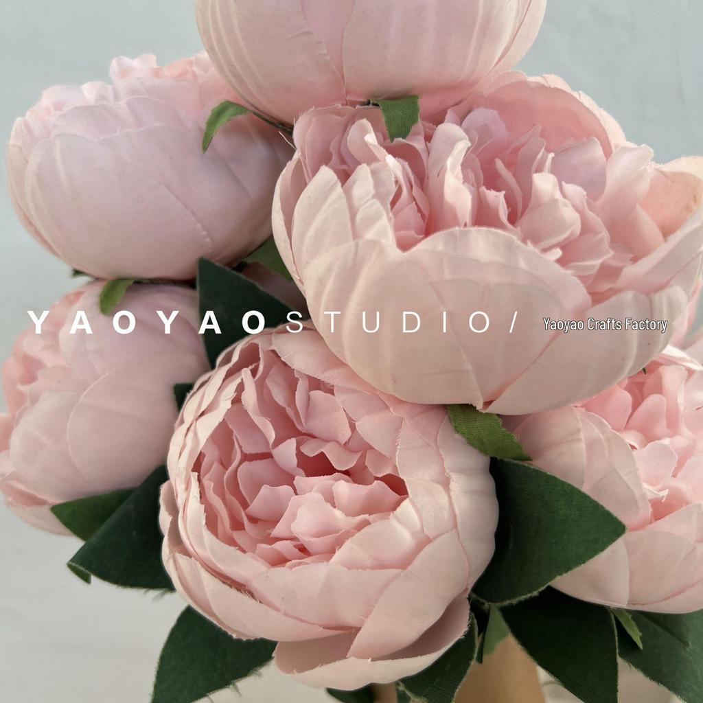 10-Head Artificial Peony Bouquet - Core-Filled Wedding & Home Décor Flower Arrangement