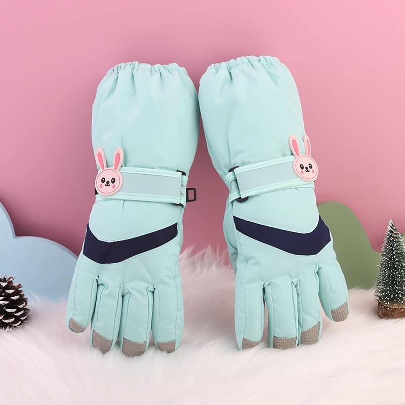Children's Winter Ski Gloves: Thick, Cold-Proof, Waterproof, Windproof, Non-Slip, Warm Cotton for Ages 3-17.