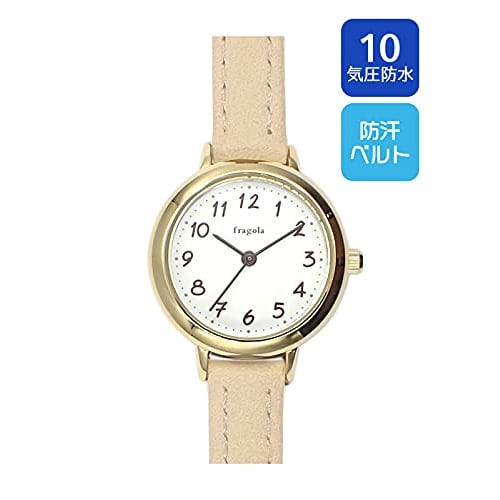Fragola Women's Watch, H00921S-1 GD/BE, Beige, Sweatproof Strap, 10 ATM Water Resistant