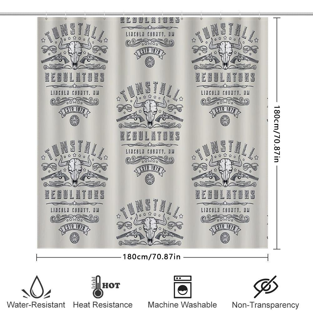 Rustic Western Shower Curtain Cow Skull Desert Landscape Farmhouse Bathroom Decor Vintage Country Home Decor Shower Curtain Set