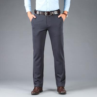 Spring Summer Men's Straight Casual Pants Business Fashion Khaki Grey Red Black Solid Color Trousers Plus Size 42