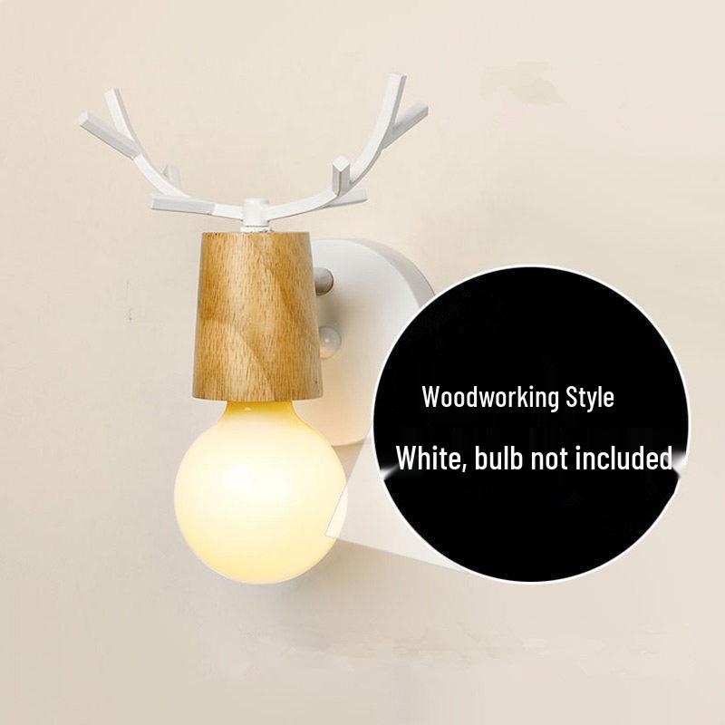 Vintage Deer Antler Wood & Iron LED Wall Lamp for Modern Interiors
