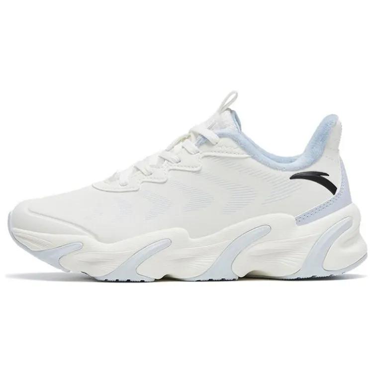 Anta Fleece Lined Comfortable Cushioning Abrasion Resistant Thermal Low top Running Shoes Women's White Blue (Unisex) Running Shoes