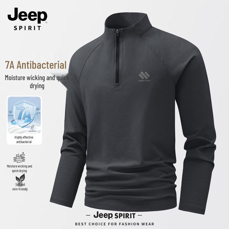 JEEP SPIRIT Men s Long Sleeve 7A Antibacterial Quick-Dry T-Shirt L