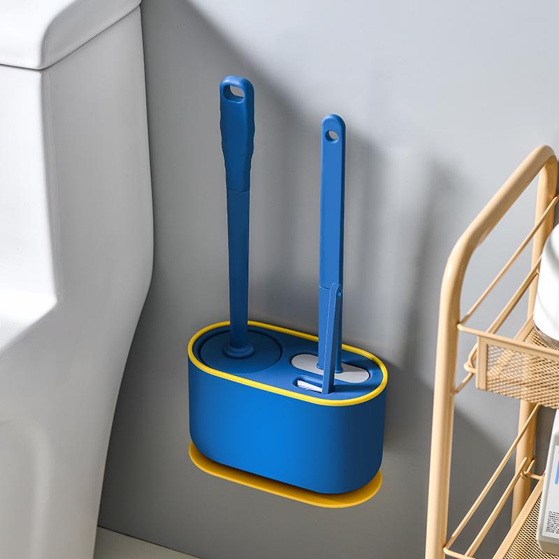 Pin Tu Long Handle Wall-Mounted Toilet Brush Set - No Dead Angle Bathroom & Gap Cleaning Brush