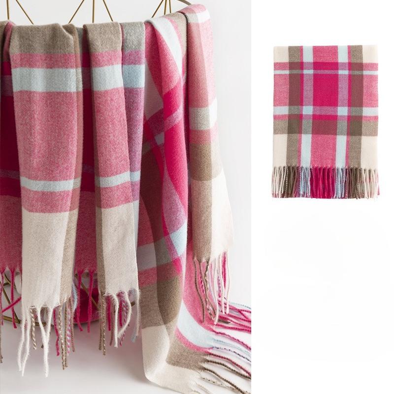 Ethnic Style Mid length Scarf Thickened Autumn and Winter All Match Warm Scarf Couple Student Plaid Imitation Cashmere Scarf