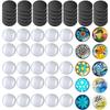 50Sets DIY Magnets Glass Ceramic Ferrite Magnet with Adhesive Backing and Transparent Clear Glass Cabochons for Craft Fridge