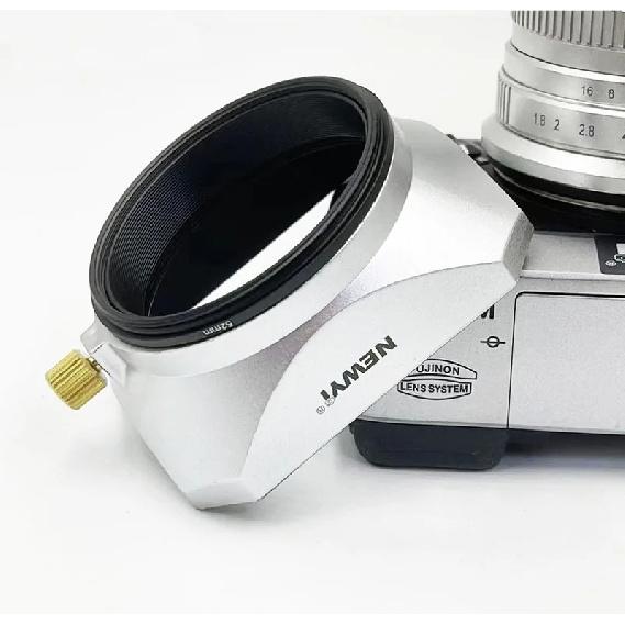 Camera Vintage Style Square Lens Hood Shade Metal Interface Mask Silver Black Light Shield Cover 37 39 40.5 43 46 49 52 55 58mm