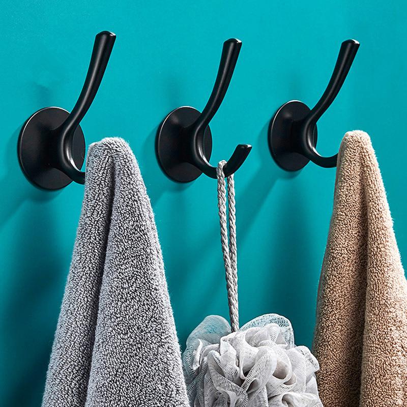 Tuqiu Robe Hook Clothes Hook Black Clothes Rack Hanger Towel Hanger SS Material Kitchen Hook Door Hanger Nial Free