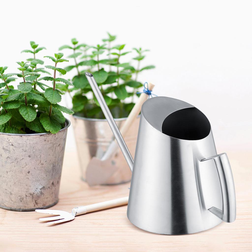 1500ml Stainless Steel Watering Can Brushed Garden Planting Indoor Outdoor