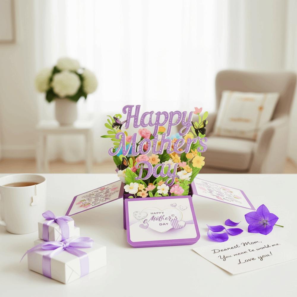 Butterfly 3D Mother's Day Card Best Wishes Flower Pop Up Card Mom Greeting Card Party Decoration