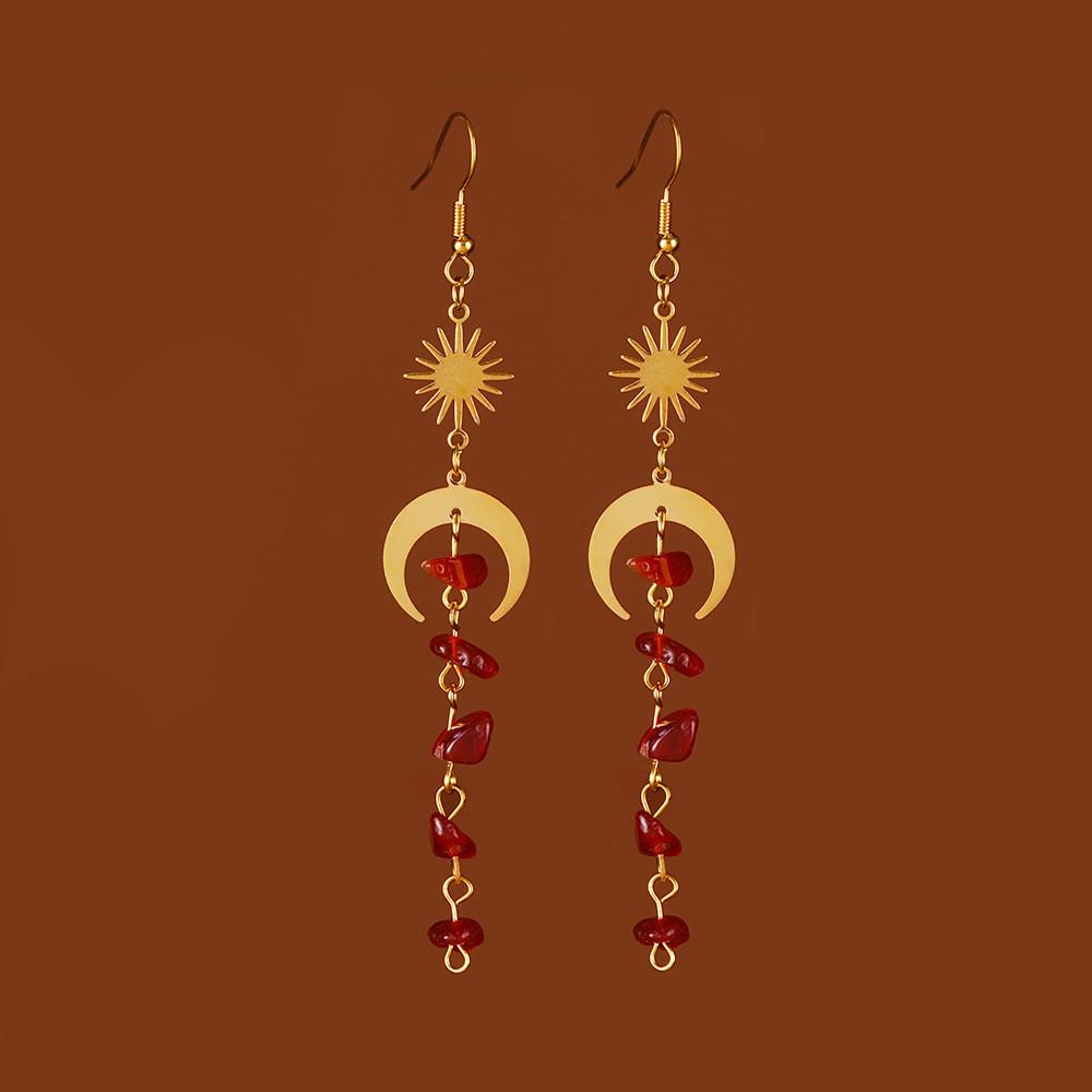 Fashion Asymmetrical Crystal Earrings With Moonstone And Geometric Alloy Design For Women