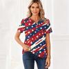 Women's T Shirt Independence Day Print Button Short Sleeve Daily Weekend Fashion Basic V- Neck Regular Top