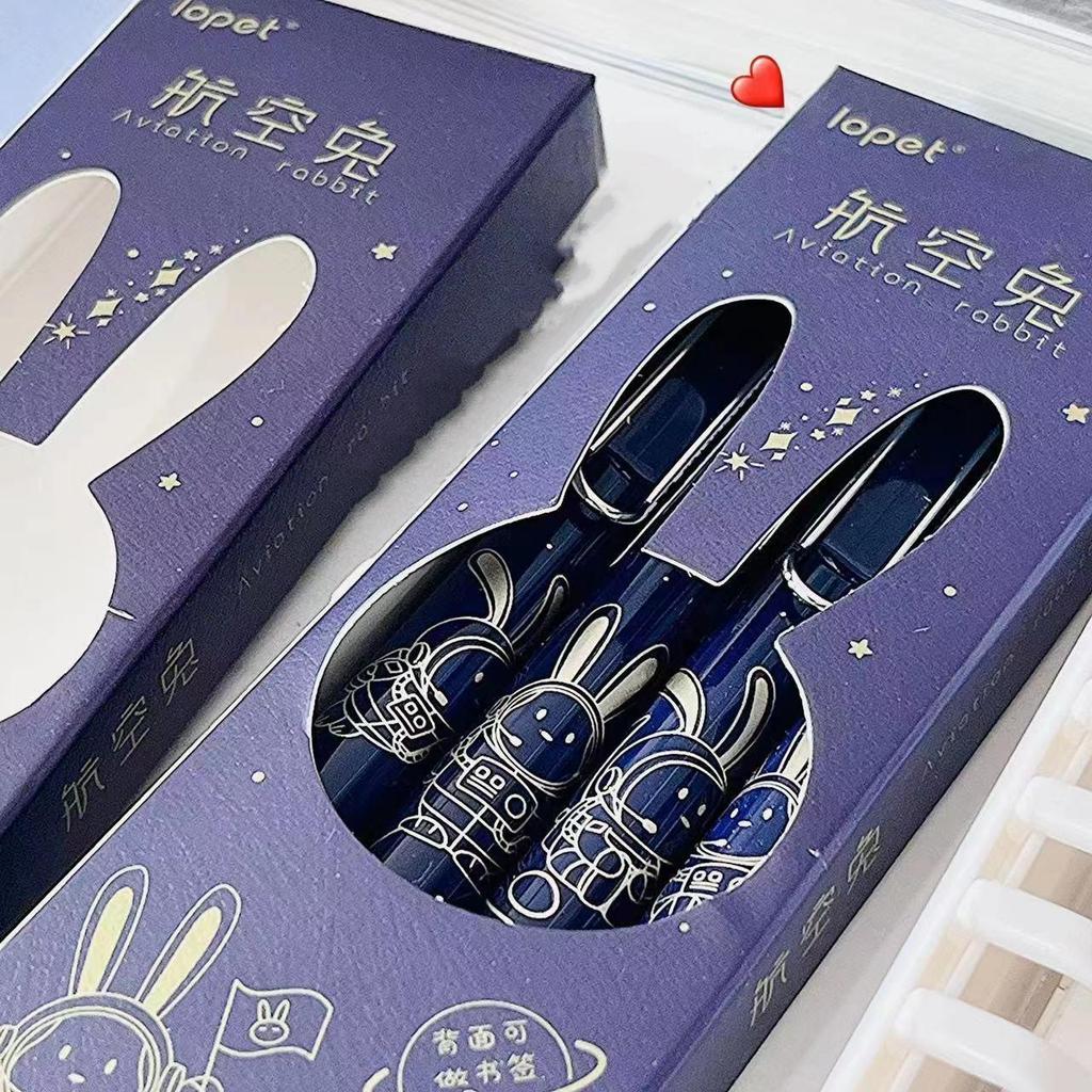 4pcs Aviation Rabbit Gel Pens Set Gold Doodle 0.5mm Ballpoint Black Color Ink for Writing